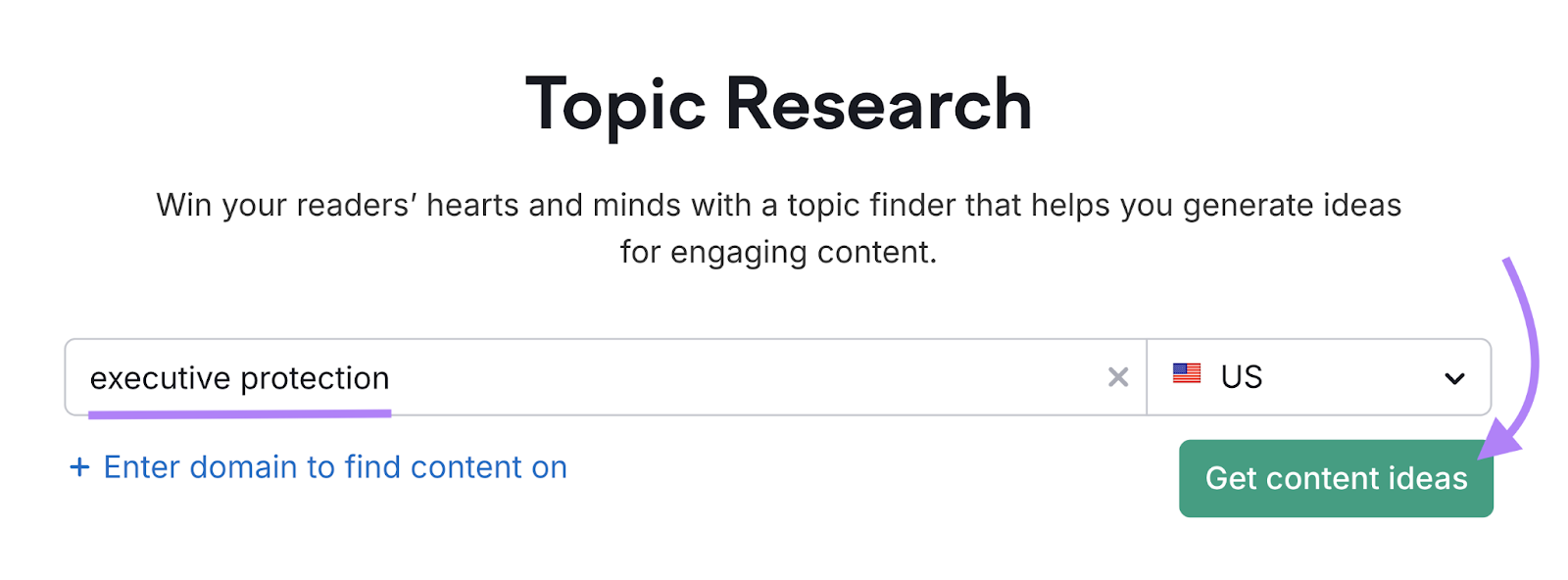 Topic is entered into the tool.