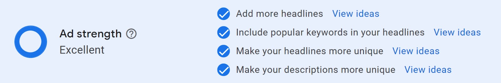 Ad strength feedback for a responsive search ad