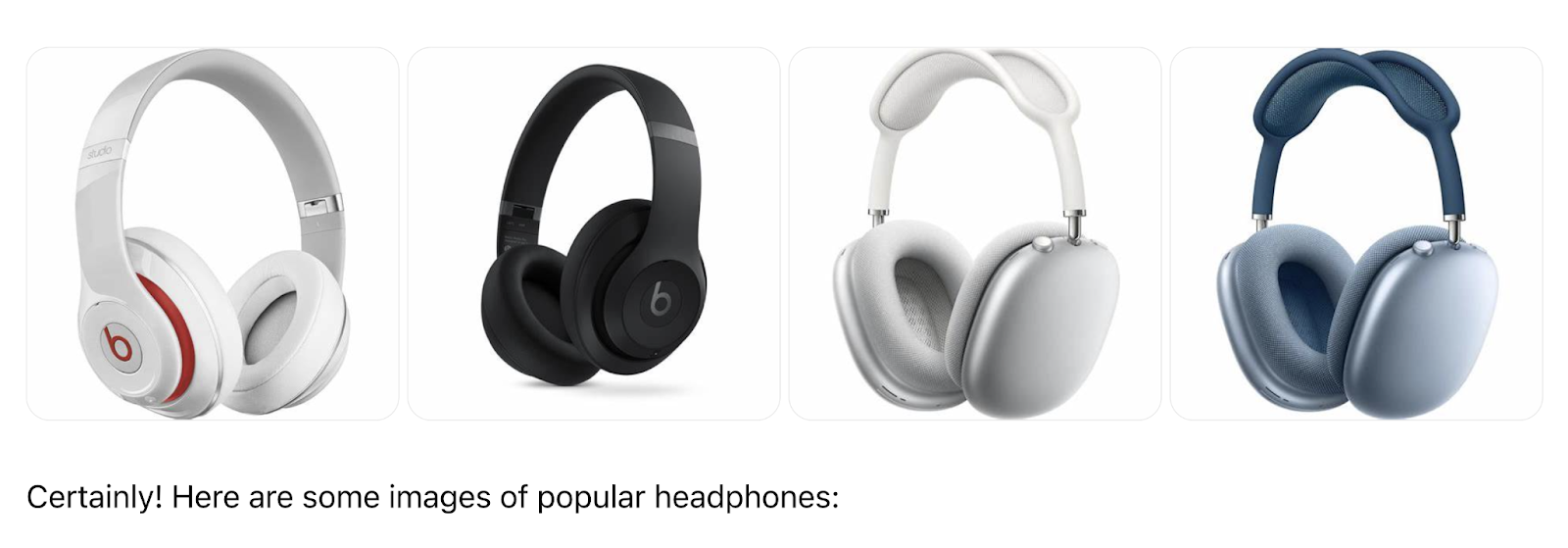 A response to a query includes an image carousel.