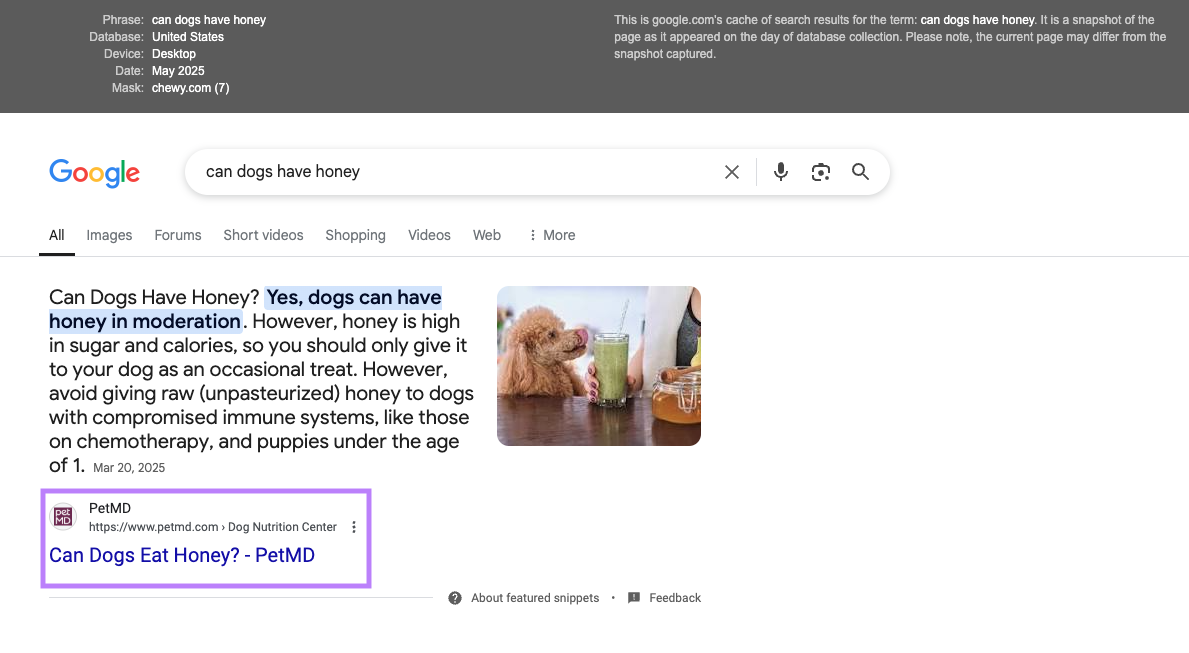 SERP features results preview in Google