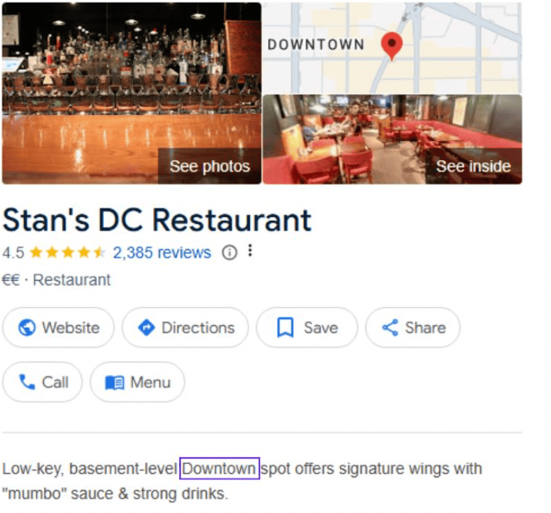 A Google Business Profile description optimized for “near me” searches