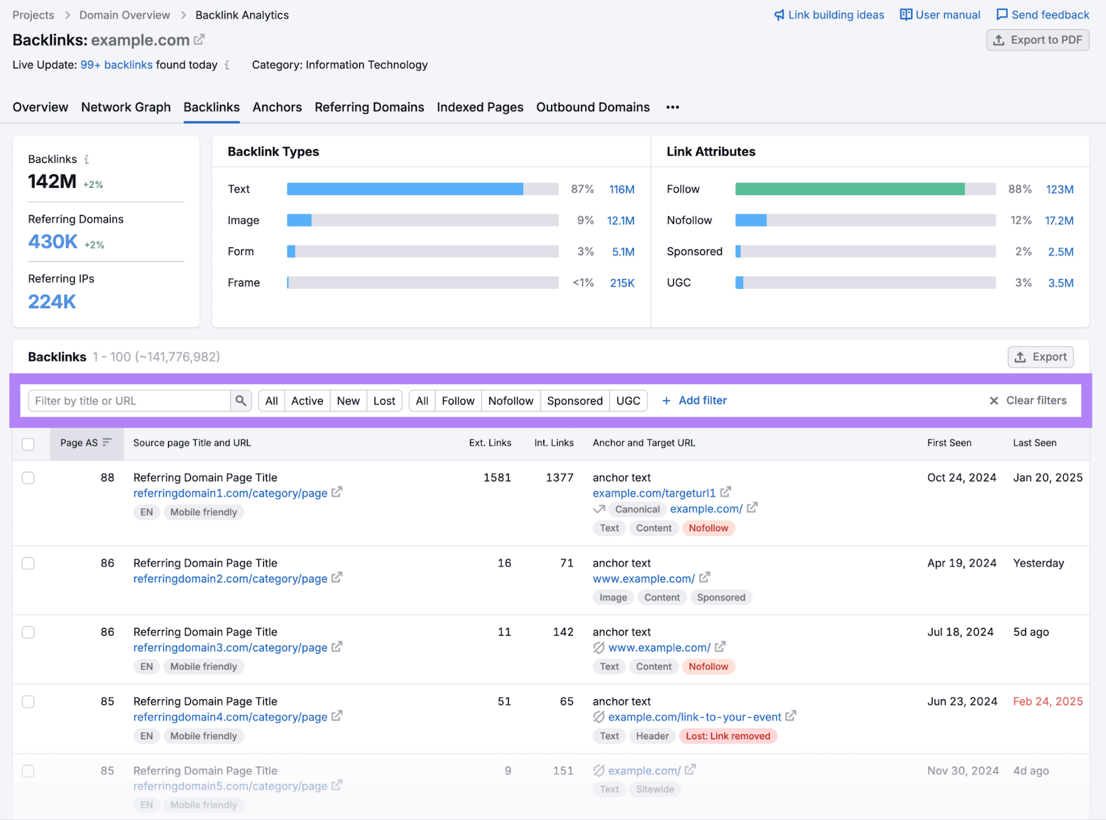 Backlinks's backlink filters