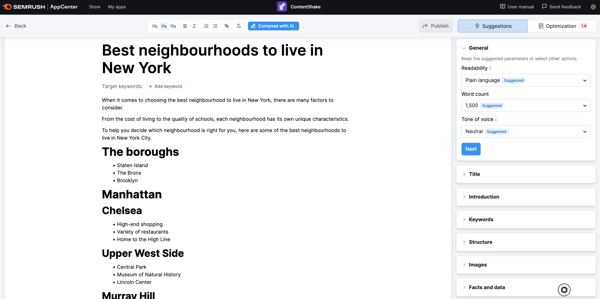 ContentShake for real estate content writing