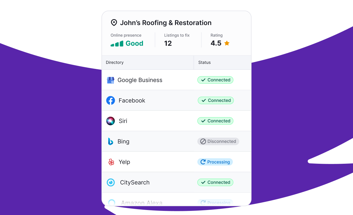 Semrush Local’s Listing Management interface.