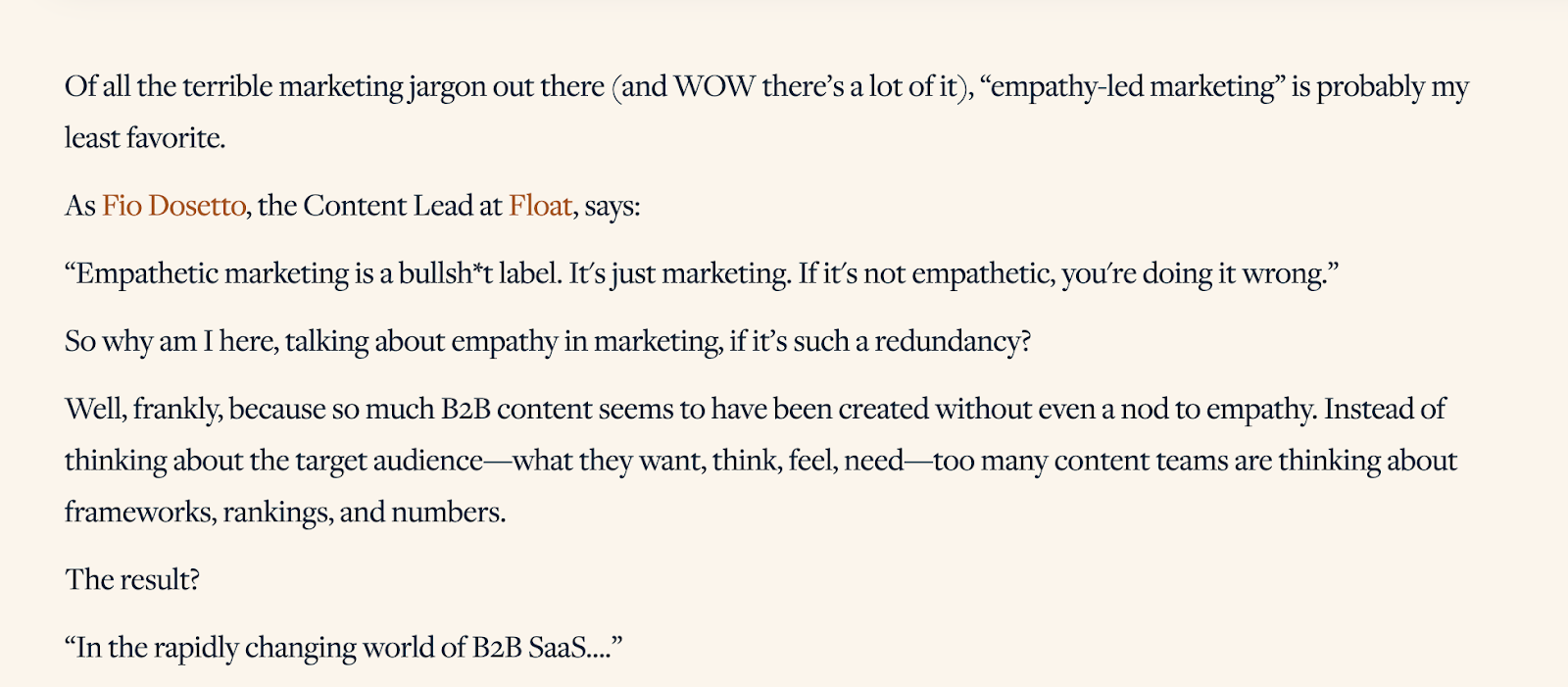 Short sentences, small paragraphs, limited jargon, and active voice used on a blog post by Beam Content.