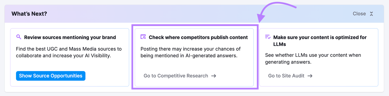 suggestions from the Competitor research report