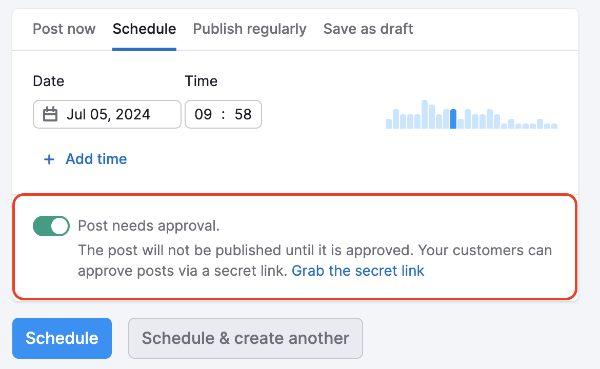 Post editor with the Post needs approval section highlighted.