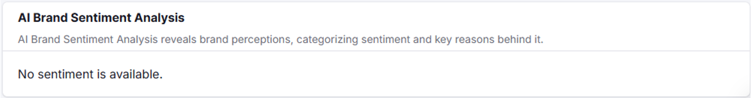 An example of an empty search result when no sentiment analysis is available in Otterly - AI Search Monitoring