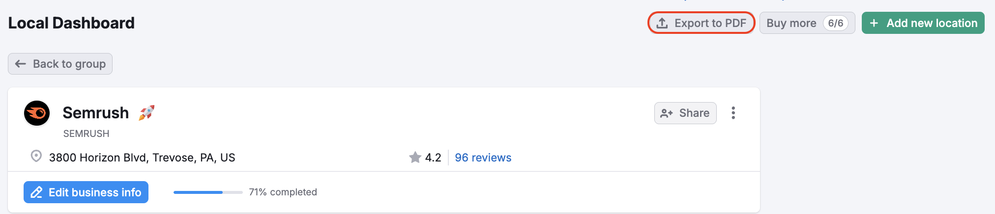 The export to PDF button. 
